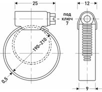 Хомут обжимной MasterProf 9 мм, оцинкованный, 190-210 мм, 2 шт. ИС.140974.2