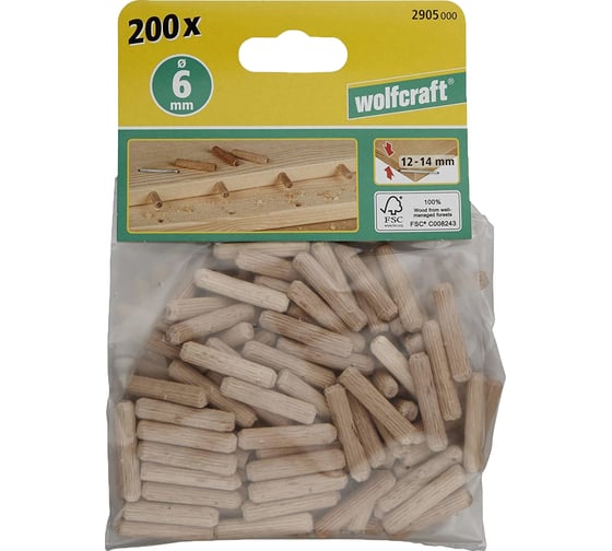 Деревянные шипы Wolfcraft 6x30 мм 200 шт. 2905000