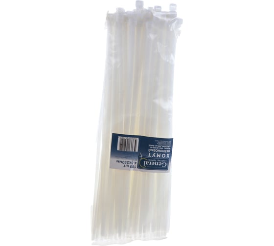 Нейлоновый хомут General Lighting Systems GNC-48-250-W, 4,8x250 мм, 100 шт. белый 1 150 475310