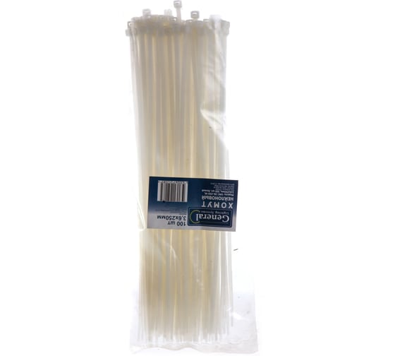Нейлоновый хомут General Lighting Systems GNC-36-250-W, 3,6x250 мм, 100 шт. белый 475306