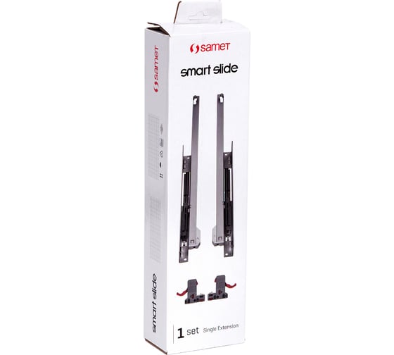 Направляющая SAMET SMART SLIDE частичного выдвижения с доводчиком, Lock-Fix, 400 мм 111581