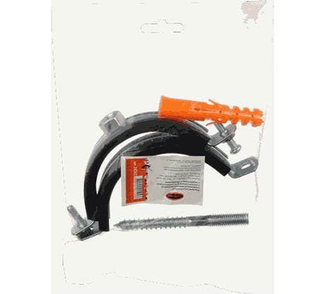 Хомут оцинкованный с резиновым уплотнителем Terma 3 1/2" 98-104 мм, с гайкой М10, шпилька-шуруп+дюбель 24272 17773