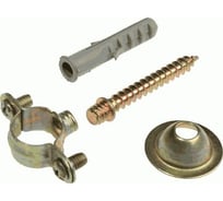 Хомут оцинкованный Terma 22 мм, без резинового уплотнителя, с шурупом, дюбелем, дек. чашкой, 10 шт. 24064 28737