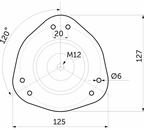 Крепление опоры AKS d60, блин, чёрный, М12 AK 17355