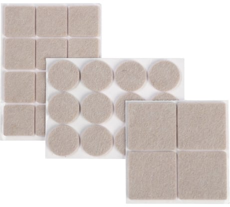 Набор мебельных войлочных накладок ТУНДРА 28 шт., 2,5x2,5; d=2,5; 3,8x3,8, цвет рисовый 9938807