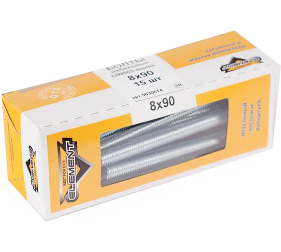Мебельный болт Element DIN 603 8x90 белый цинк 15 шт 102810