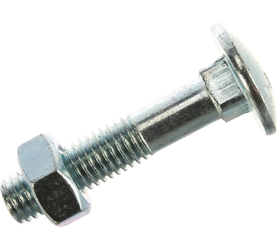 Мебельный болт Element DIN 603 10x50 с гайкой, белый цинк 2 шт 021280