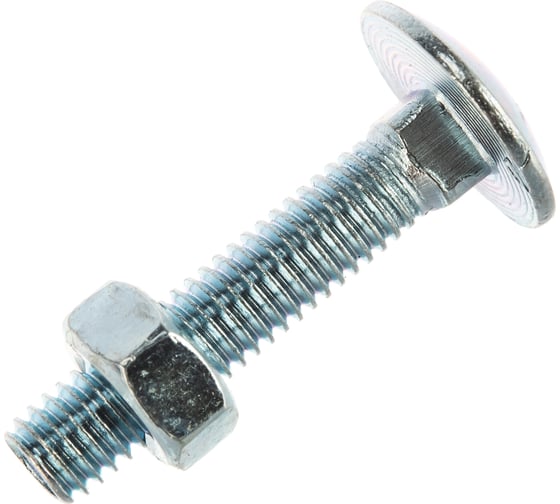 Мебельный болт Element DIN 603 6x30 с гайкой, белый цинк 10 шт 021480