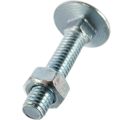 Мебельный болт Element DIN 603 6x30 с гайкой, белый цинк 10 шт 021480