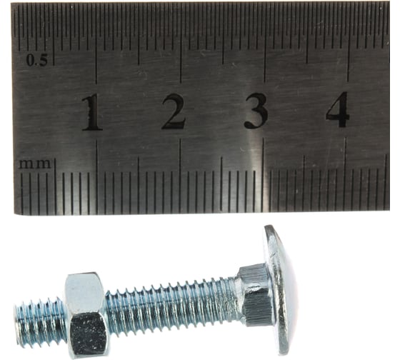 Мебельный болт Element DIN 603 6x30 с гайкой, белый цинк 10 шт 021480