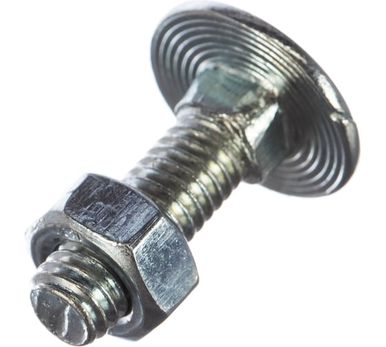Мебельный болт Element DIN 603 6x20 с гайкой, белый цинк 10 шт 021490