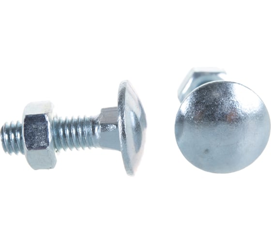 Мебельный болт Element DIN 603 6x20 с гайкой, белый цинк 10 шт 021490