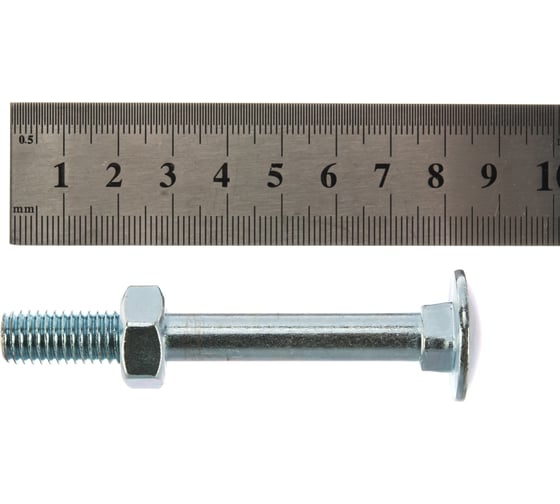 Мебельный болт Element DIN 603 10x80 с гайкой, белый цинк 2 шт 021240
