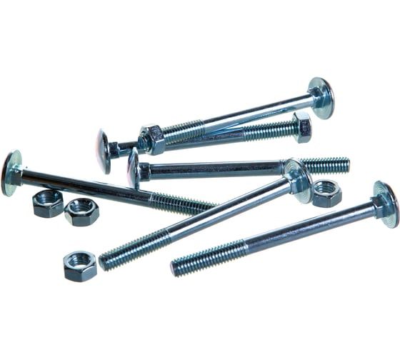 Мебельный болт Element DIN 603 6x70 с гайкой, белый цинк 6 шт 021430