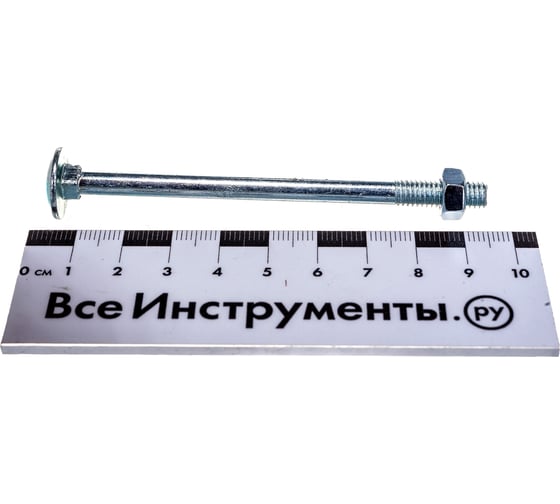 Мебельный болт Element DIN 603 6x90 с гайкой, белый цинк 4 шт 243200