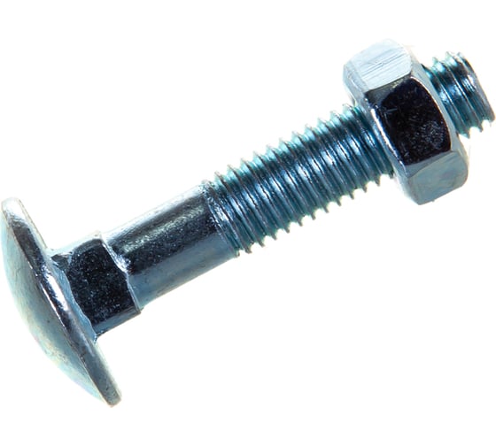 Мебельный болт Element DIN 603 8x40 с гайкой, белый цинк 6 шт 021400