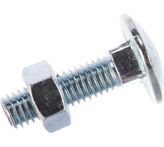 Мебельный болт Element DIN 603 8x30 с гайкой, белый цинк 6 шт 021410