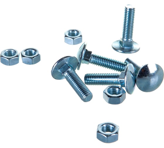 Мебельный болт Element DIN 603 8x30 с гайкой, белый цинк 6 шт 021410