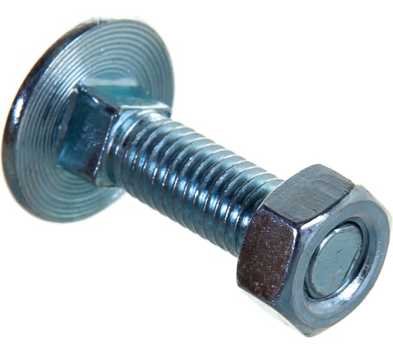 Мебельный болт Element DIN 603 8x30 с гайкой, белый цинк 6 шт 021410