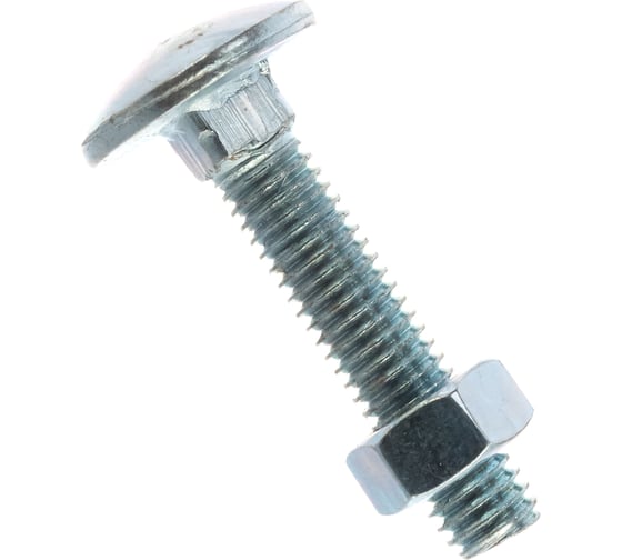 Мебельный болт Element DIN 603 5x25 с гайкой, белый цинк 10 шт 293130