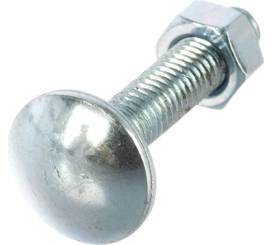 Мебельный болт Element DIN 603 5x25 с гайкой, белый цинк 10 шт 293130