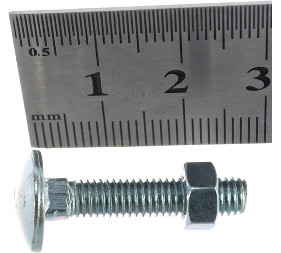 Мебельный болт Element DIN 603 5x25 с гайкой, белый цинк 10 шт 293130