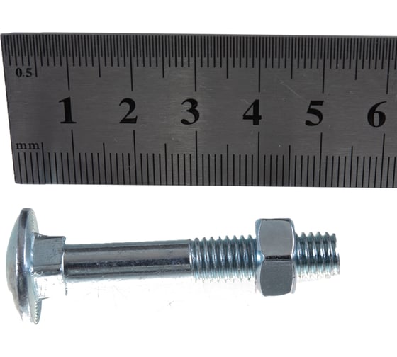 Мебельный болт Element DIN 603 8x50 с гайкой, белый цинк 4 шт 021380