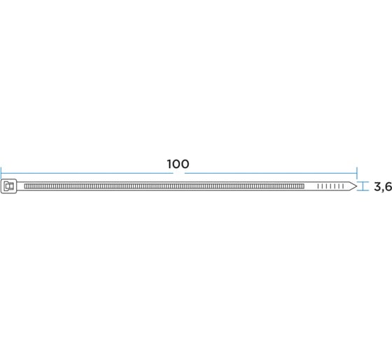 Нейлоновый хомут под винт REXANT 100x3,6 мм, серая, 100 шт. 07-0104-3