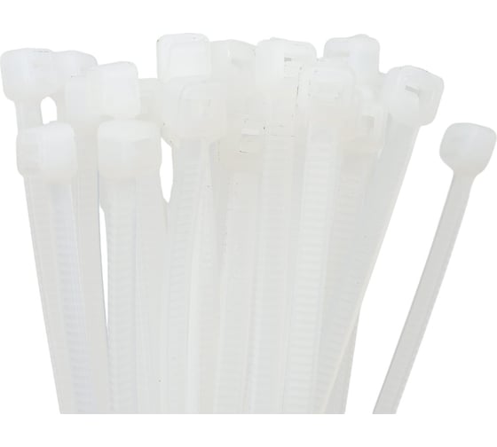 Нейлоновая кабельная стяжка REXANT 100x3,6мм, белая 100 шт/уп 07-0100-4