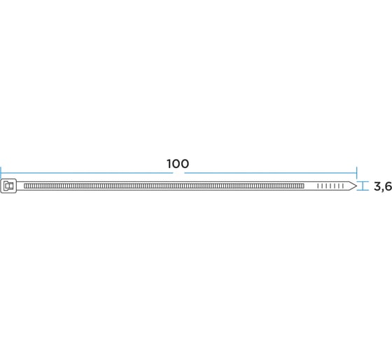 Нейлоновая кабельная стяжка REXANT 100x3,6мм, белая 100 шт/уп 07-0100-4