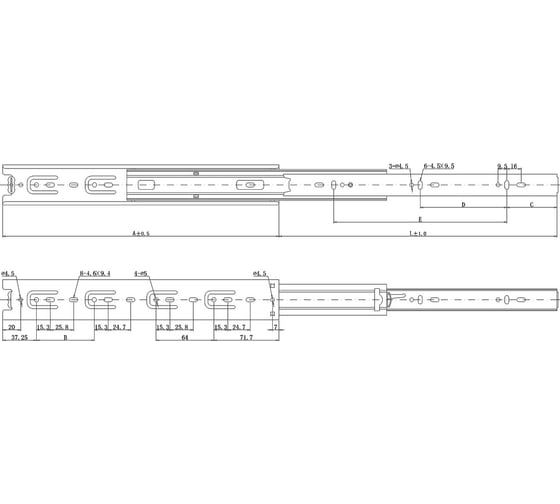 Направляющие Amix L-500 полного выдвижения DB/45-500