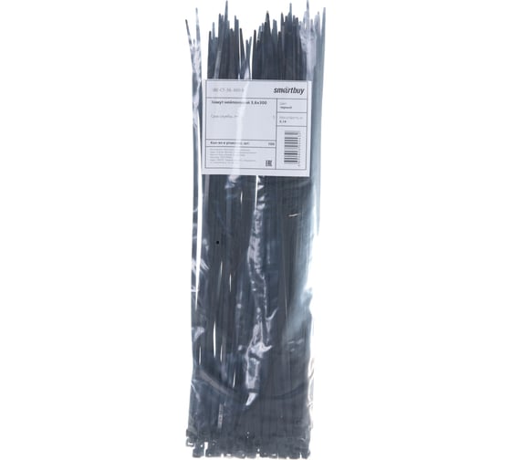 Нейлоновый хомут Smartbuy 3,6х300, черный 100 шт. SBE-CT-36-300-b