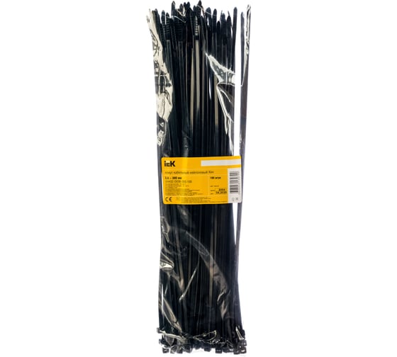 Хомут IEK 3.6x300, нейлон, черный, упаковка 100шт, ИЭК UHH32-D036-300-100