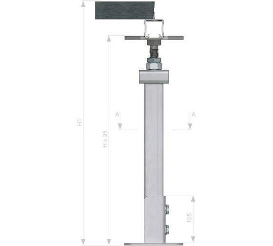 Стойка фальшпола Система КМ 41x41 мм, l325 мм, регулировка 300-350 мм, 2 шт. lo48758 SFR41-325