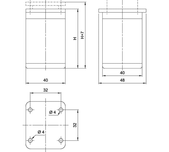 Алюминиевая ножка Amix L=100 NAK27/651/10