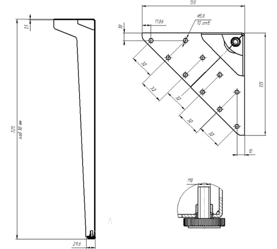 Опора ФМС Бета 720 регулируемая, графит, 4 шт. 71194970