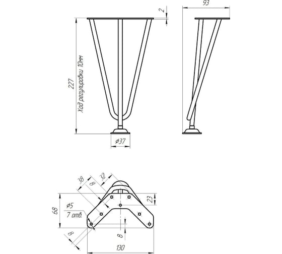 Опора кровати ФМС Н-230 графит, 4 шт. 71210270 1