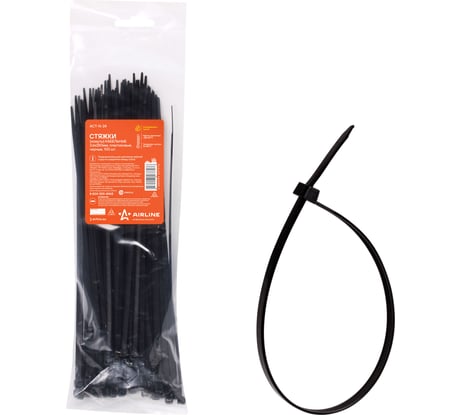 Кабельные стяжки (хомуты) Airline 3.6х250 мм пластиковые черные 100 шт ACT-N-24