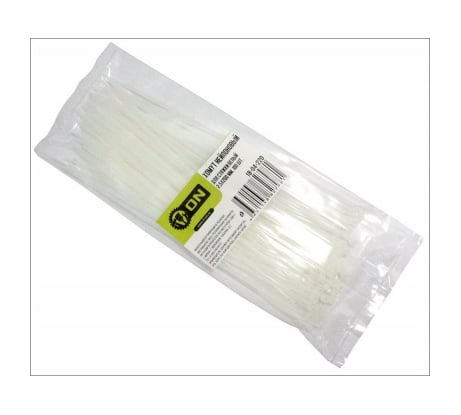 Нейлоновый хомут для стяжки ON2,5х200 мм, белый 100 шт/уп. 18-04-220