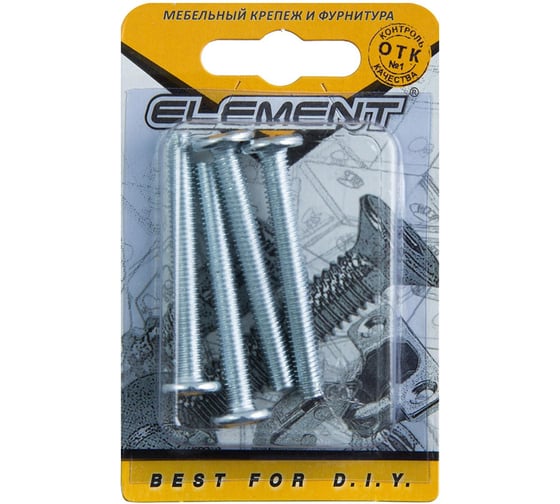 Мебельный плоский винт Element М6x 50мм белый цинк 4 шт 111150