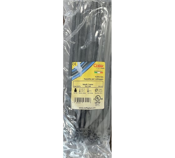 Стяжка для кабеля Terminator 160x2.5 черная, 100 шт. Cobra/Italy 9000232
