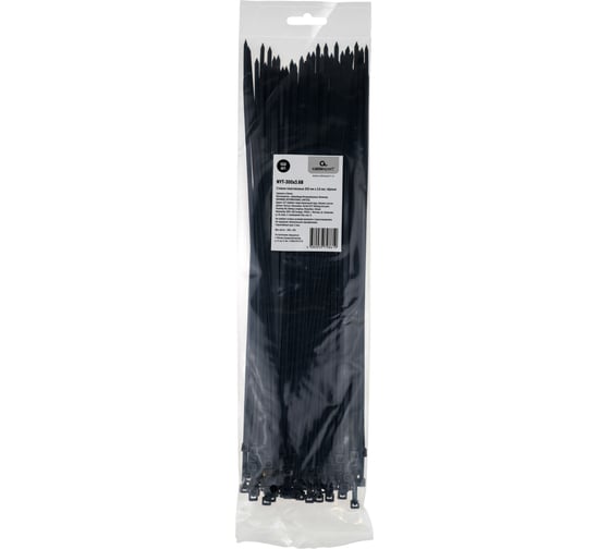 Пластиковые стяжки Cablexpert 300 мм х 3.6 мм чёрные NYT-300x3.6B