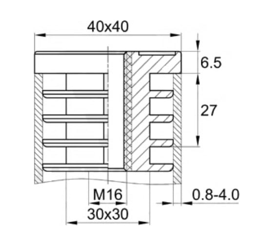 Квадратная заглушка IVK group 40х40 мм 40-40М16ЧН