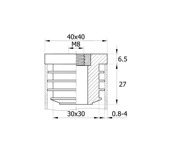 Квадратная заглушка IVK group 40х40 мм 40-40М8ЧН