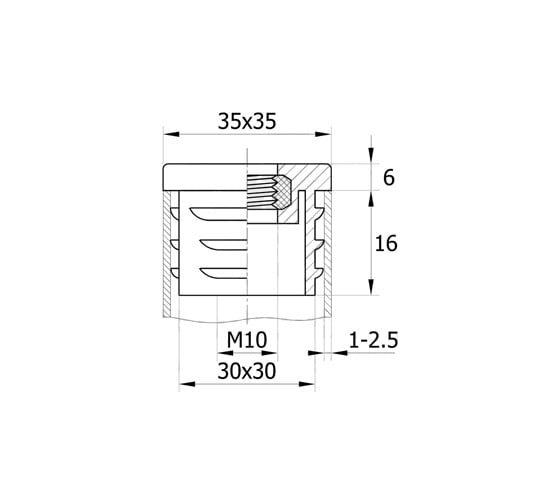 Квадратная заглушка IVK group 35х35 мм 35-35М10ЧН