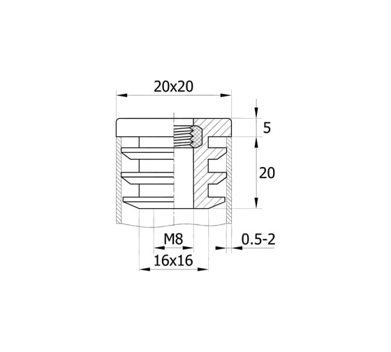 Квадратная заглушка IVK group 20х20 мм 20-20М8ЧН