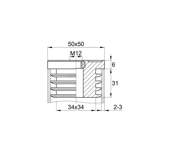 Квадратная заглушка IVK group 50х50 мм 50-50М12ЧН