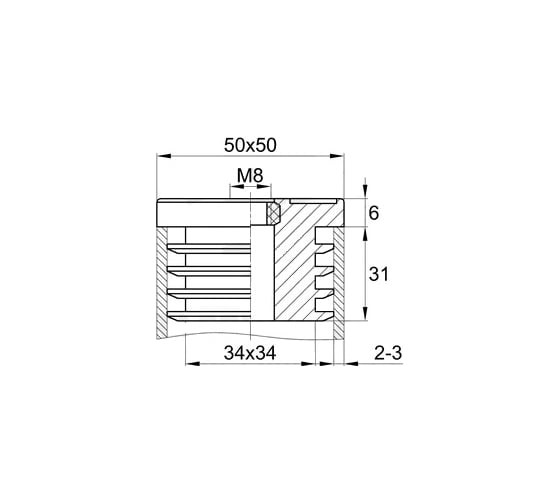 Квадратная заглушка IVK group 50х50 мм 50-50М8ЧН