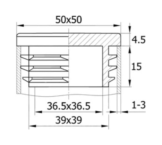 Квадратная заглушка IVK group 50х50 мм 50-50ПЧН