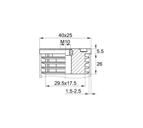 Прямоугольная заглушка IVK group 25х40 мм 25-40М10ЧН